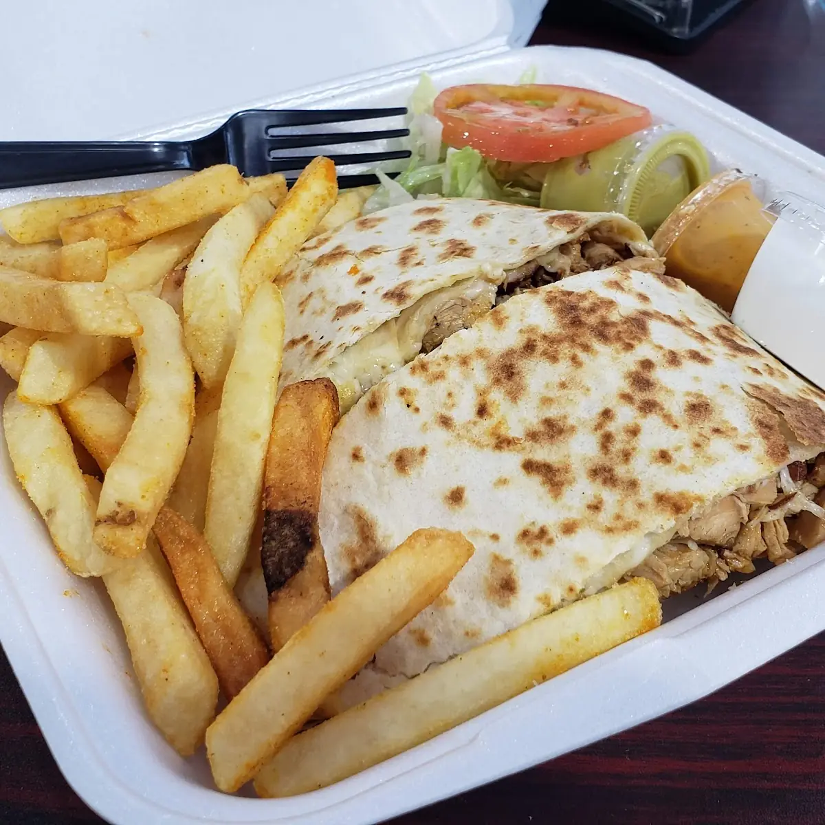 Chicken Quesadilla with Fries