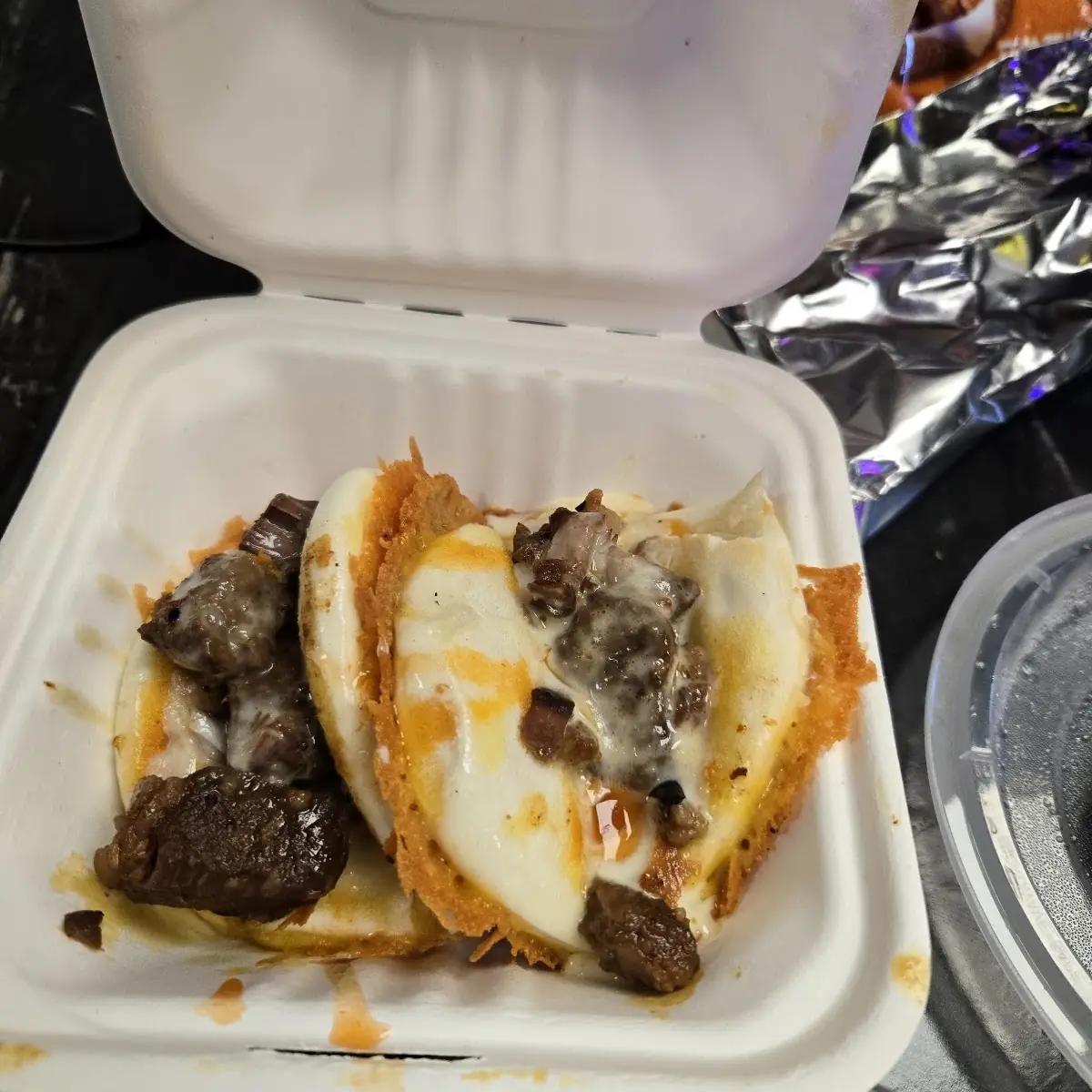 Brisket Egg & Cheese Scallion Pancake Baorrito