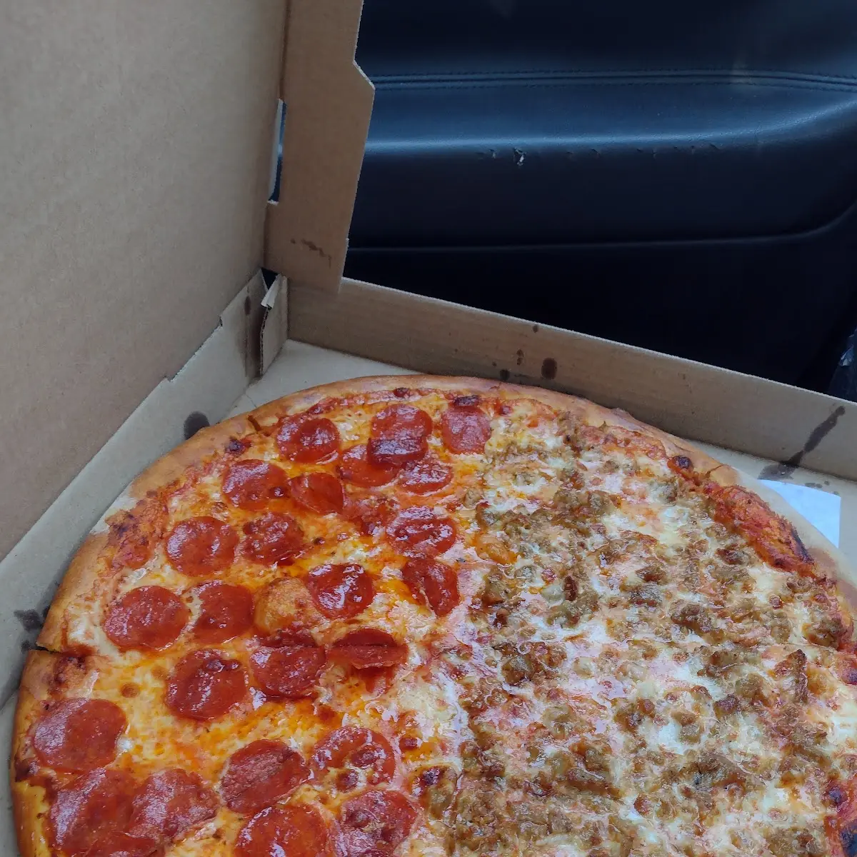 Half Pepperoni Half Sausage Pizza