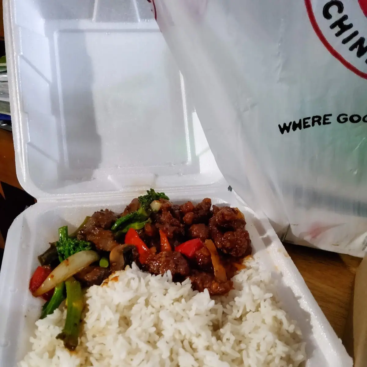 White Rice with Pepper Steak