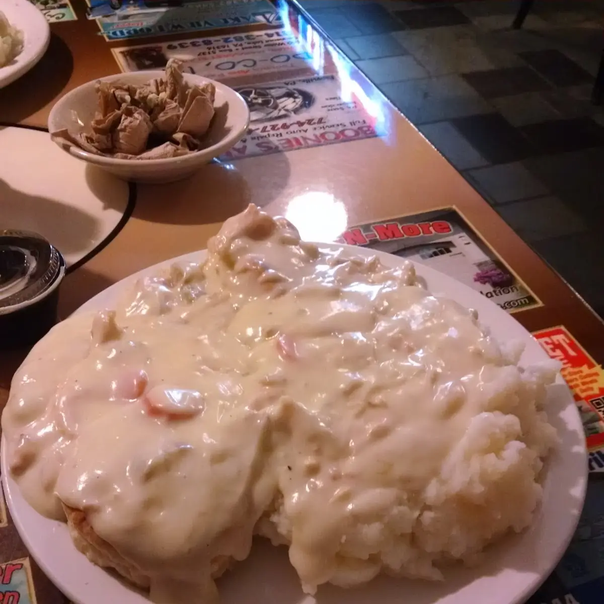 Creamed Chicken and Biscuits with Mashed Potatoes