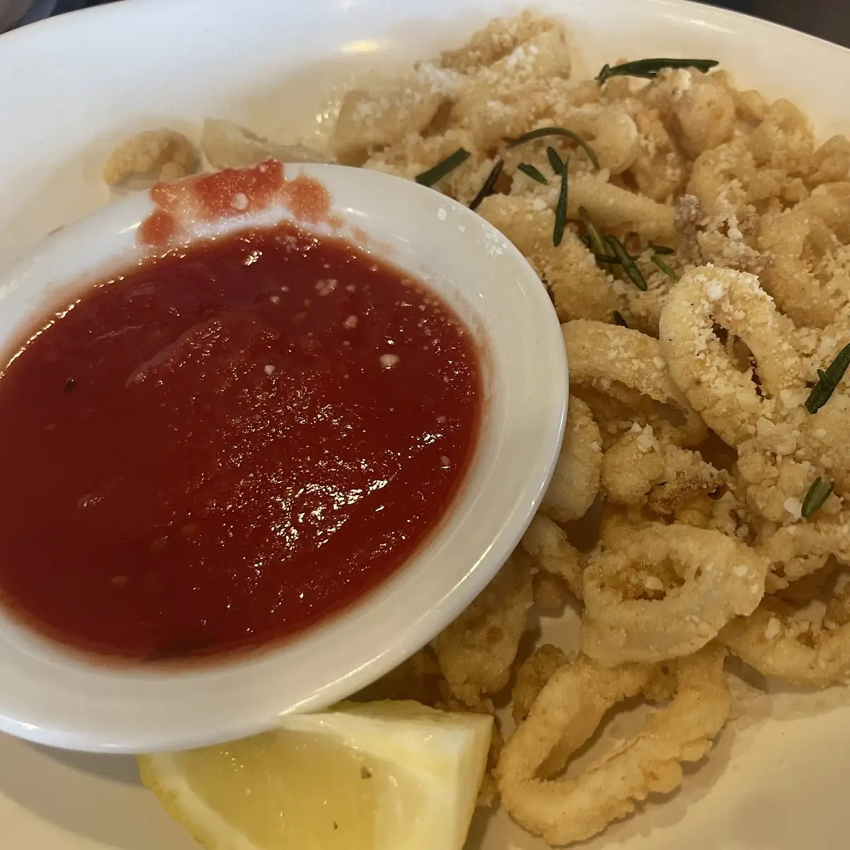 Crispy Calamari with Pecorino Cheese & Spicy Tomato Sauce