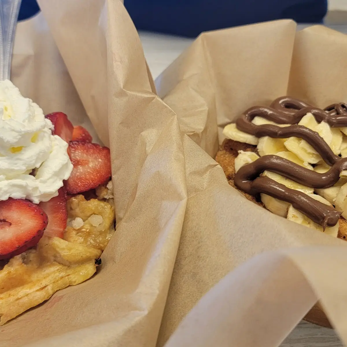 Waffle with Strawberries and Whipped Cream