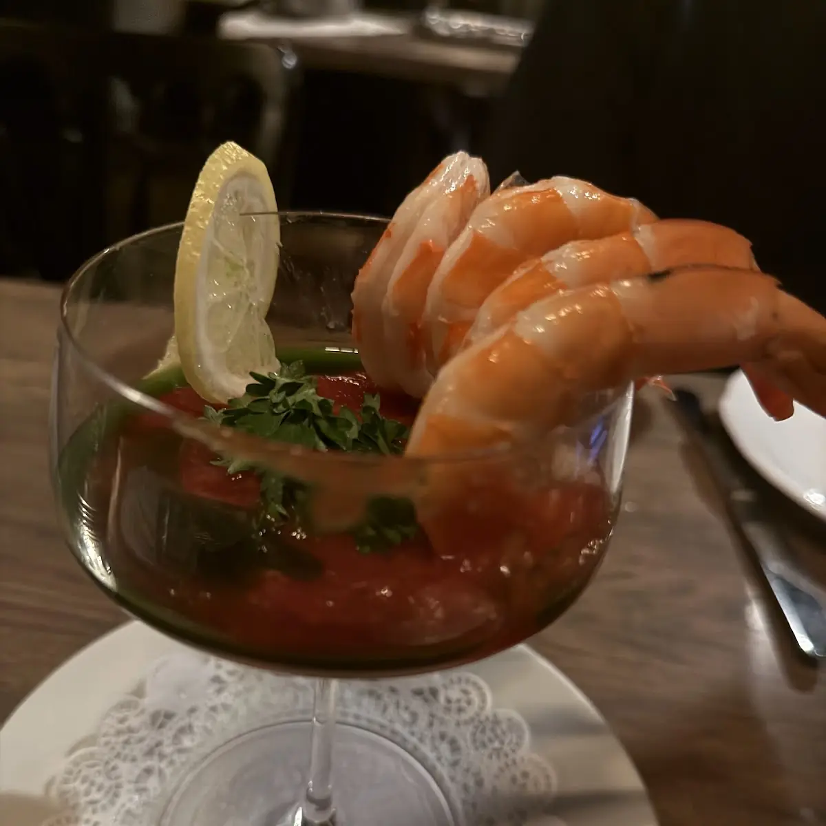 Shrimp Cocktail with Lemon Slice