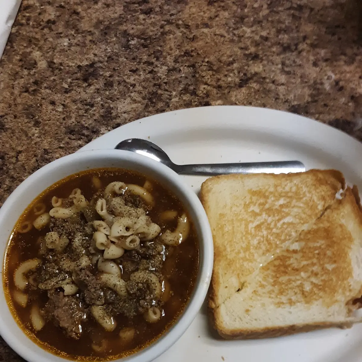Macaroni Soup and Grilled Cheese