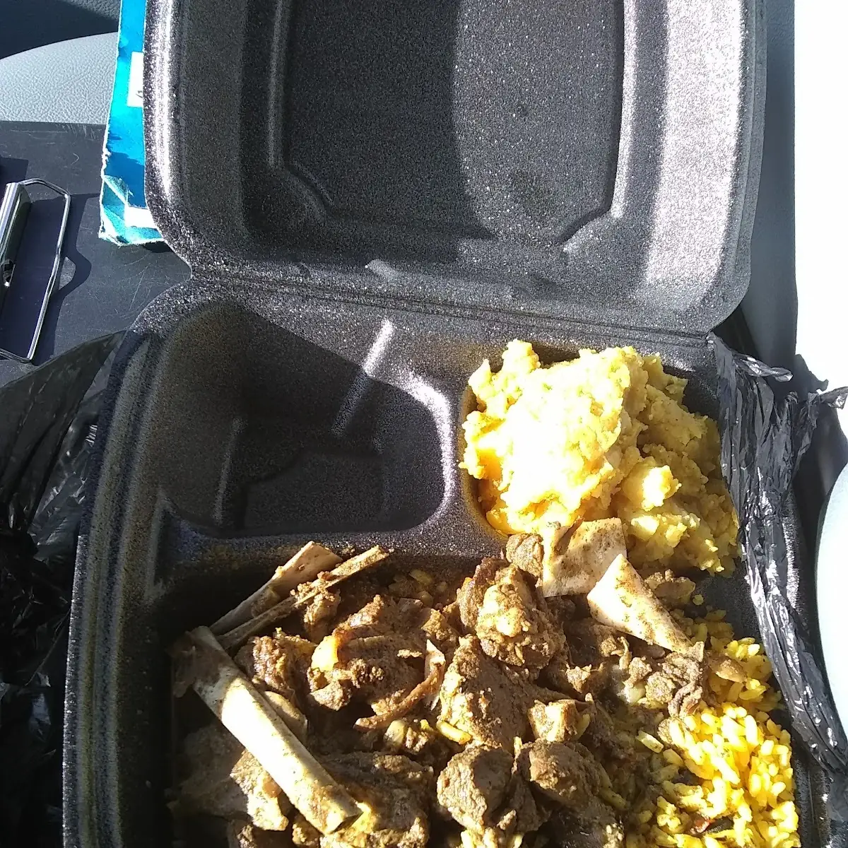 Goat Curry with Rice and Macand Cheese Cake
