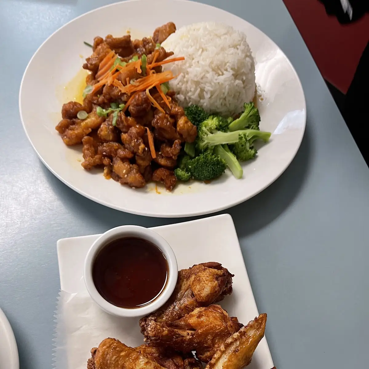 Orange Chicken with Rice Fried Wings