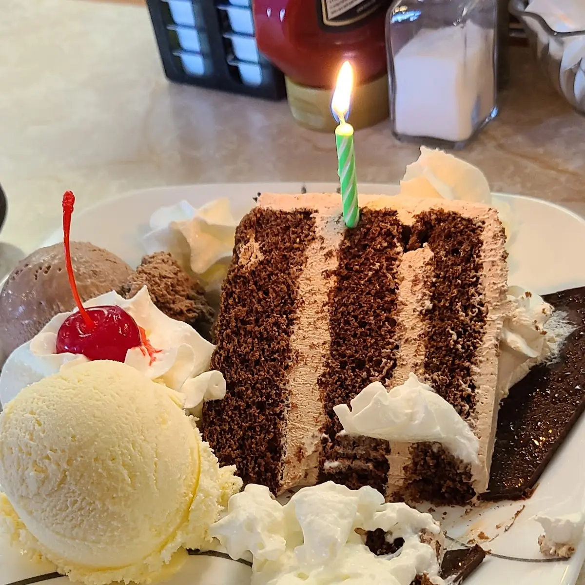 Raspberry Chocolate Cake with Ice Cream