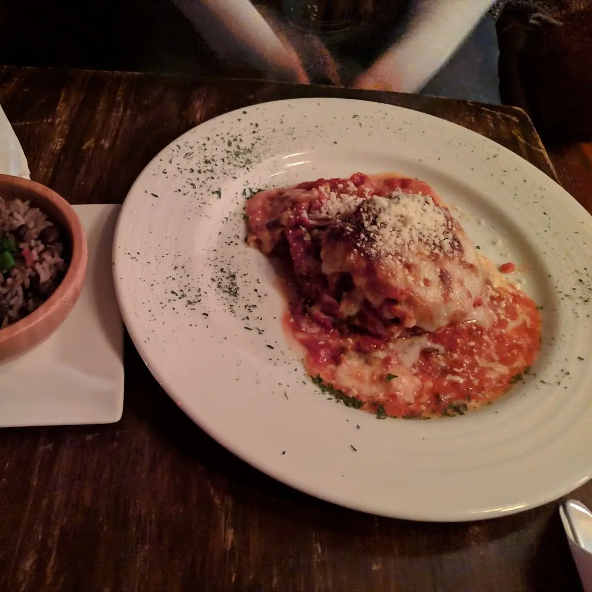 Chicken Alfredo with Rice and Beans