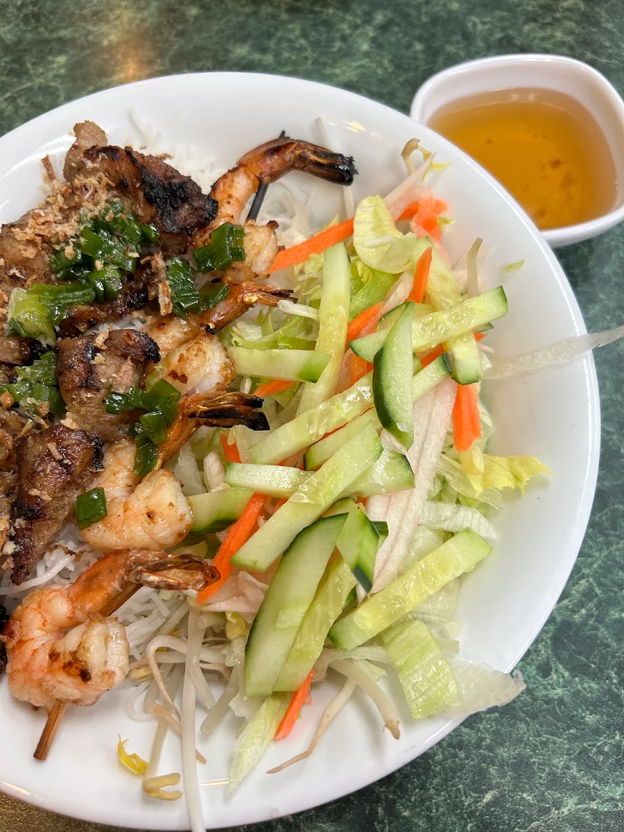 Grilled Prawns and Lemongrass Chicken, Pho Aldergrove Tran Vietnamese Restaurant