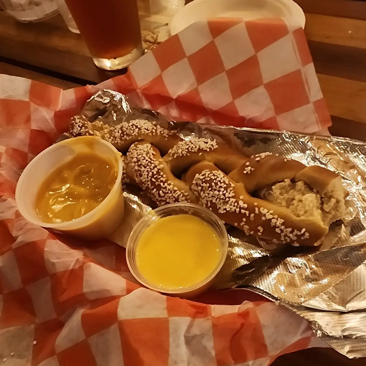 Soft Baked Pretzel Braid w in House Made Beer Cheese