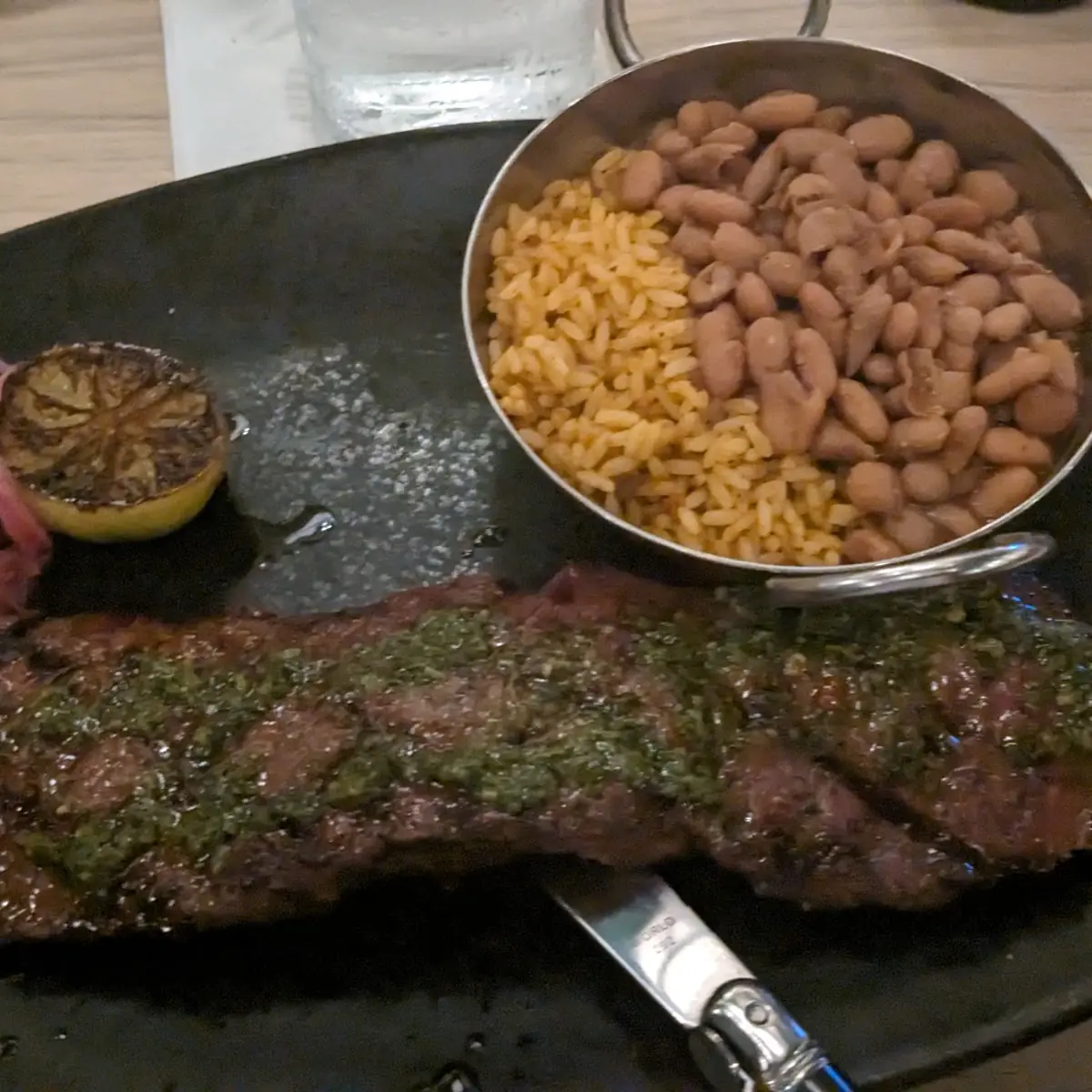 Churrasco Steak with Rice and Beans