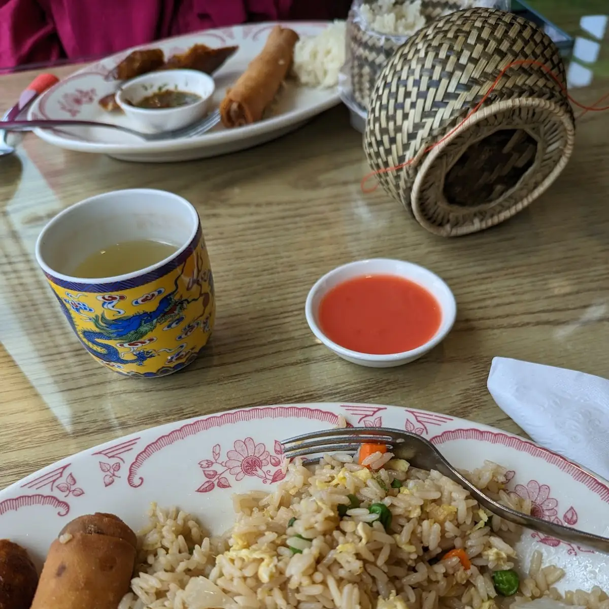 Veg Fried Rice and Eggrolls