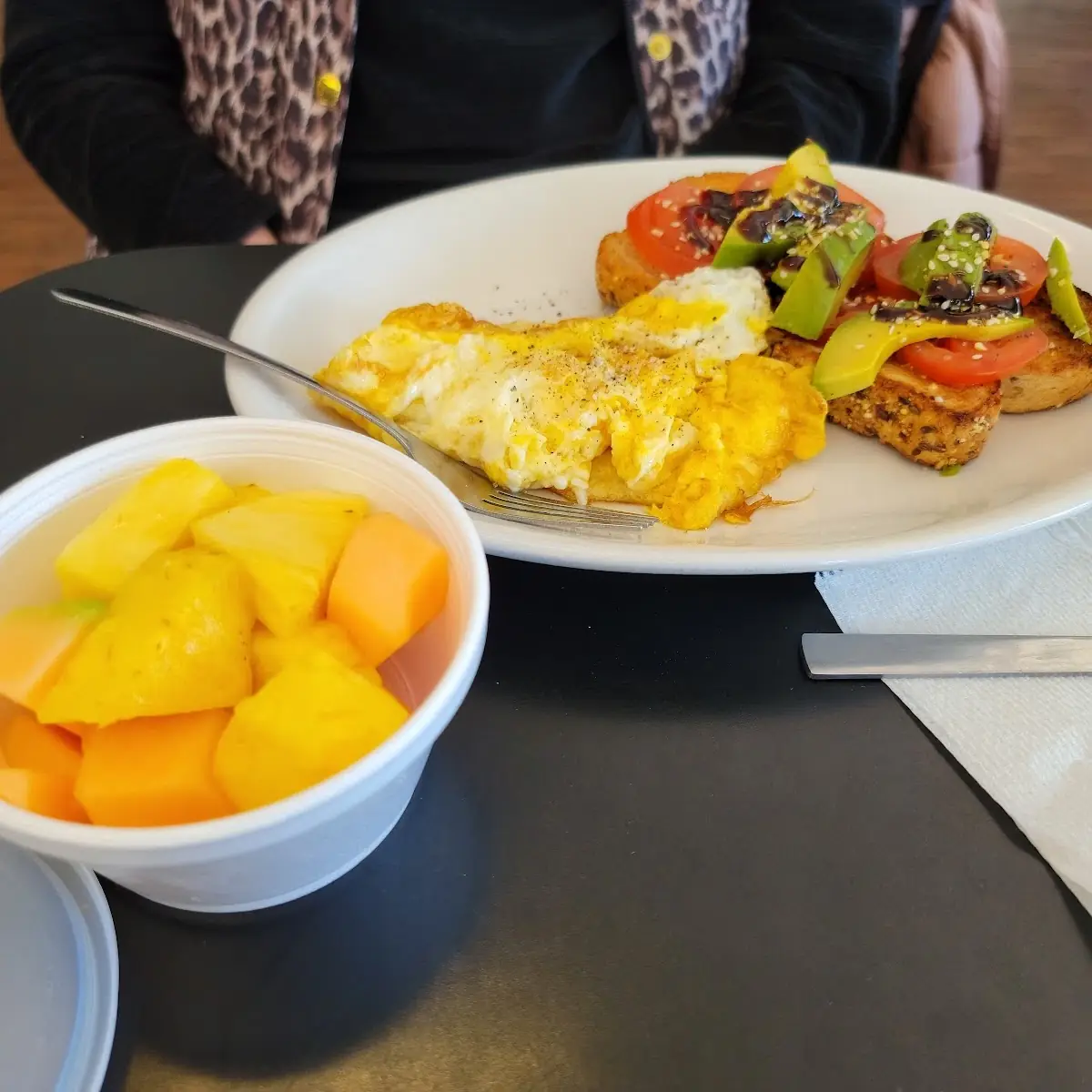 Avocado Toast with Fresh Fruit Bowl