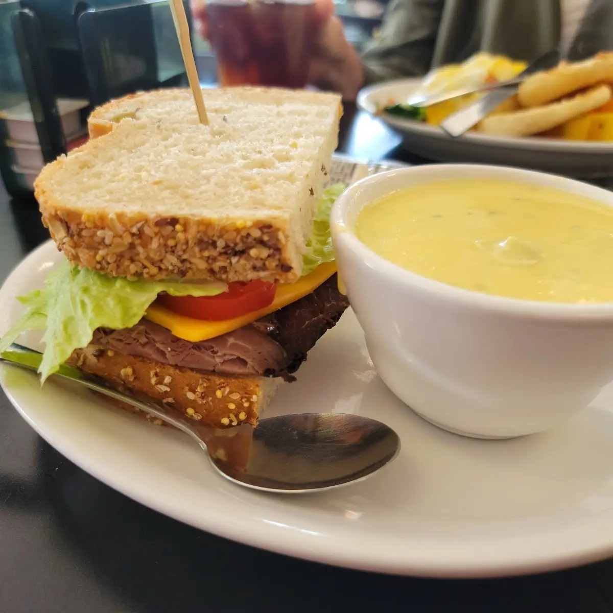 Roast Beef Sandwich w Broccoli Cheese Soup