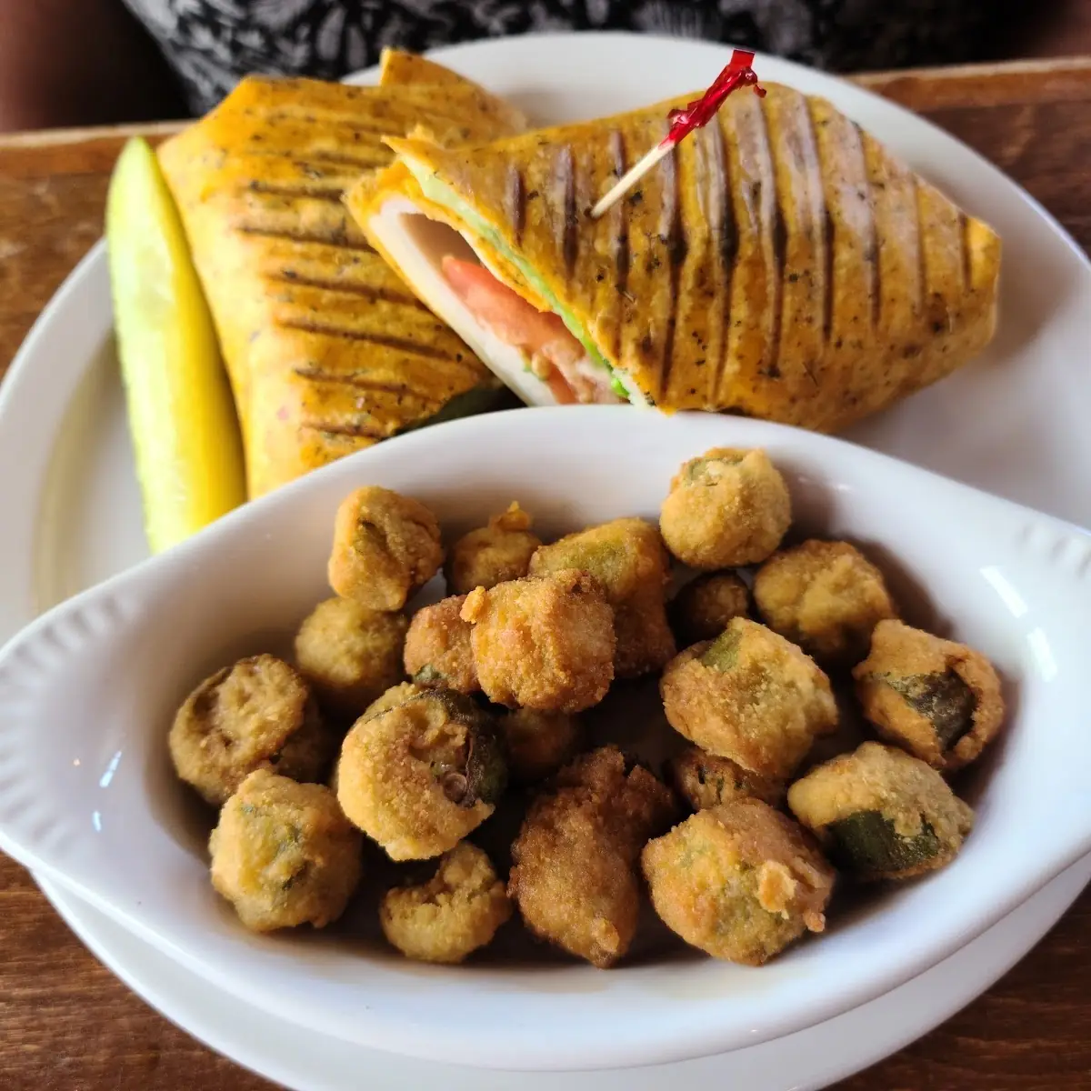 Turkey and Cheese Wrap with Fried Okra