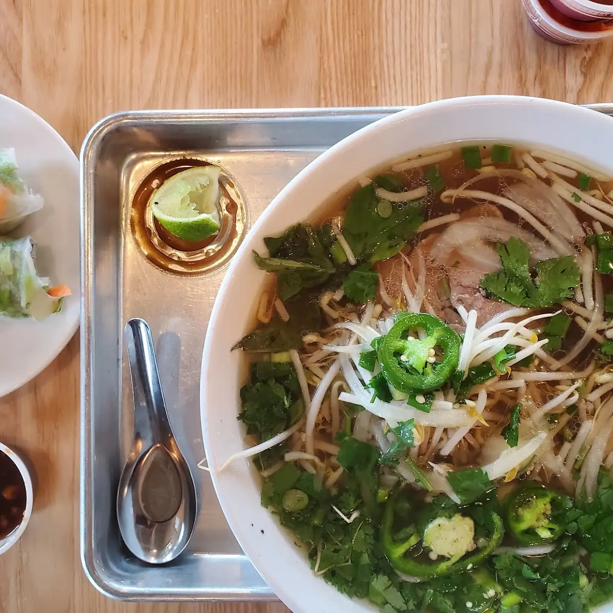 Beef Pho w Shrimp Summer Roll