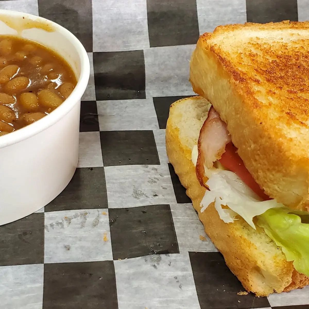 Ham and Cheese Sandwich Baked Beans