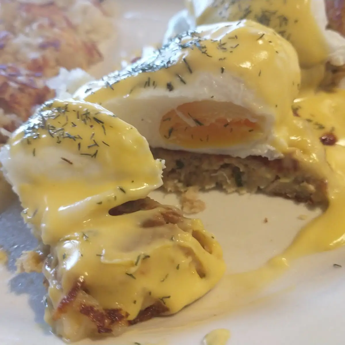 Eggs Benedict over Salmon Patties