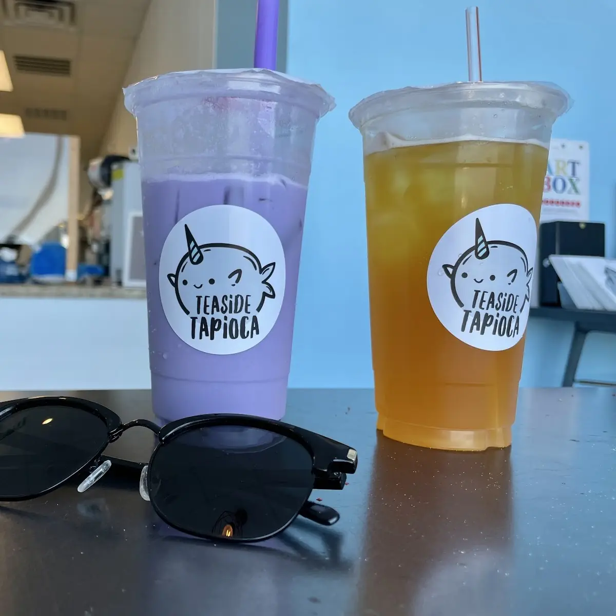 Taro Milk Tea and Peach Tea