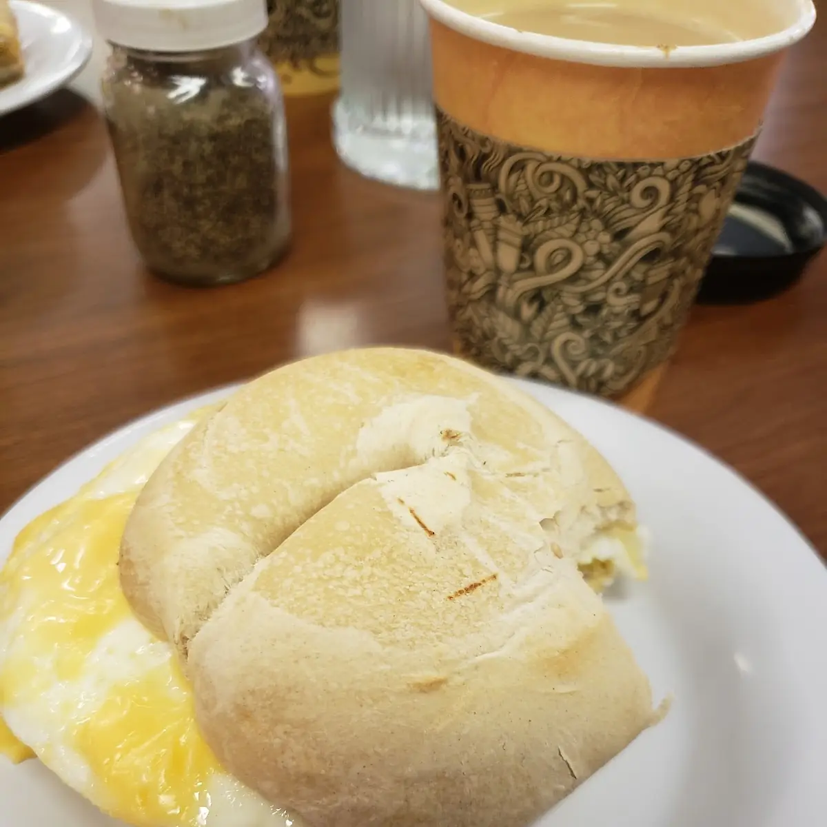 Egg and Cheese Bagel Sandwich on Sourdough