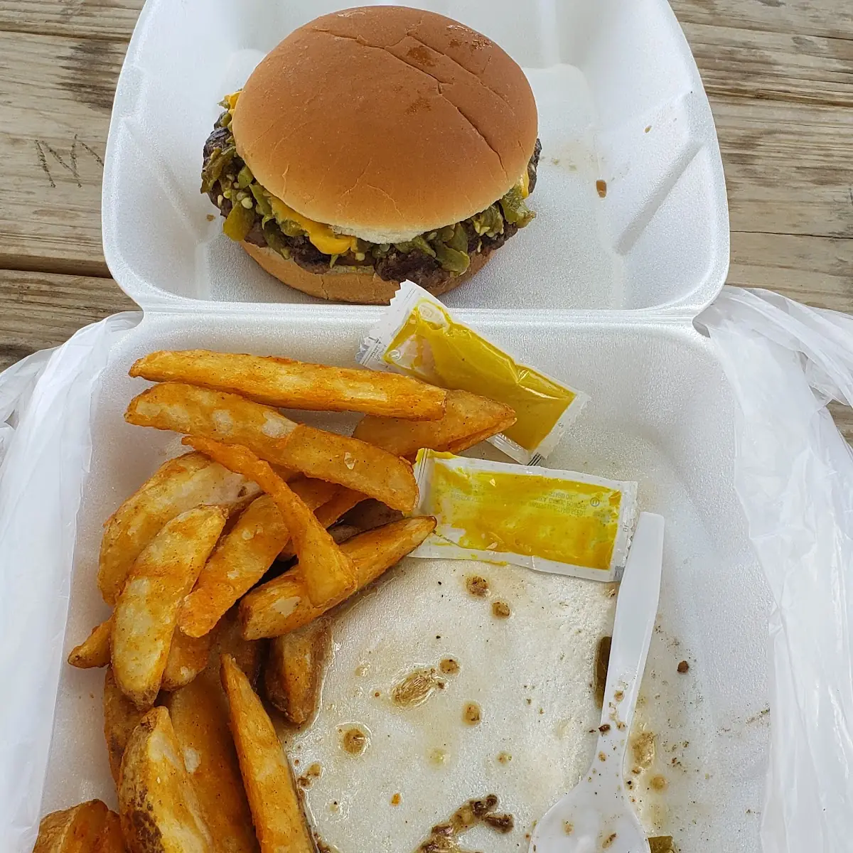 Double Green Chili and Cheese Burger