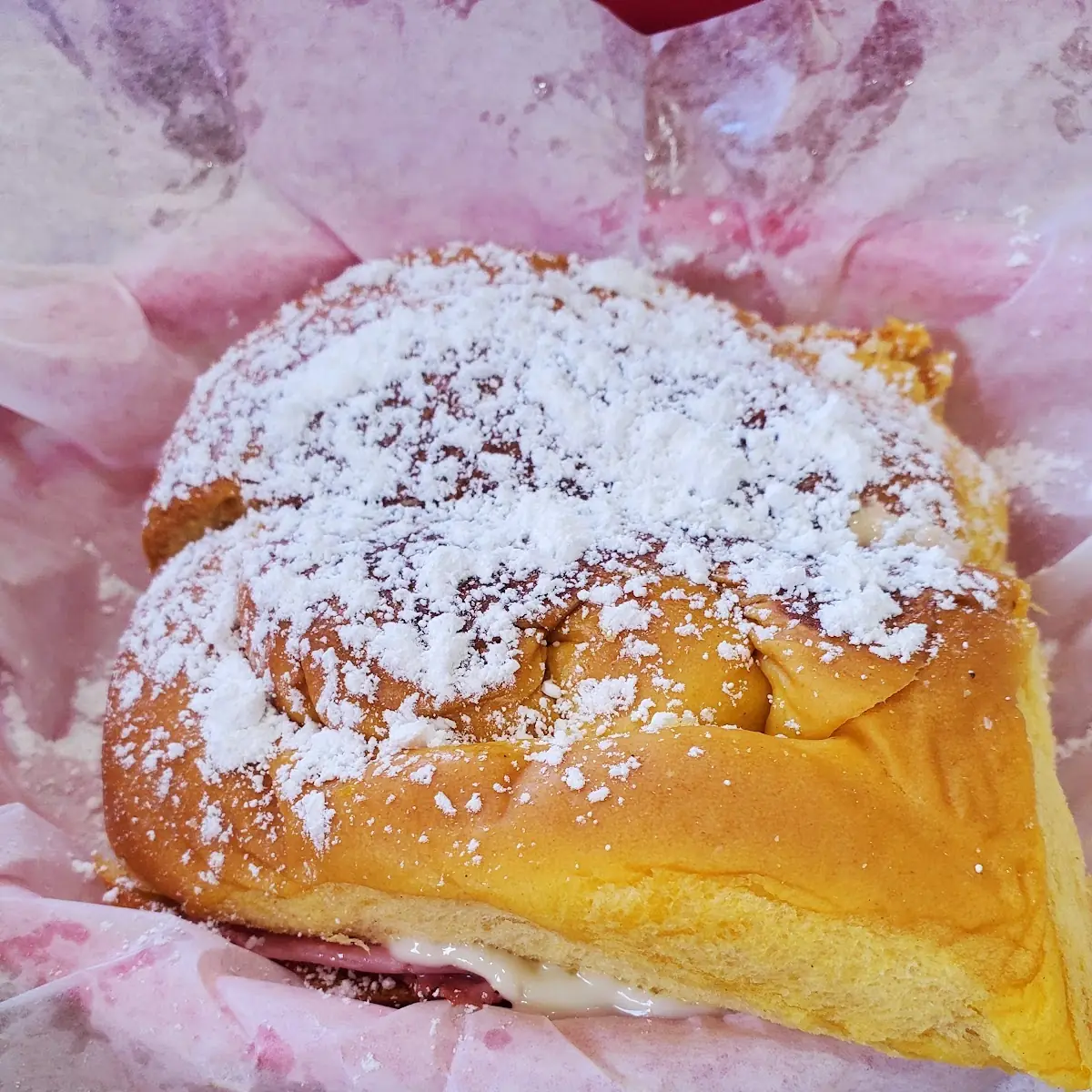 Breakfast Sweet Bread with Ham Egg and Cheese