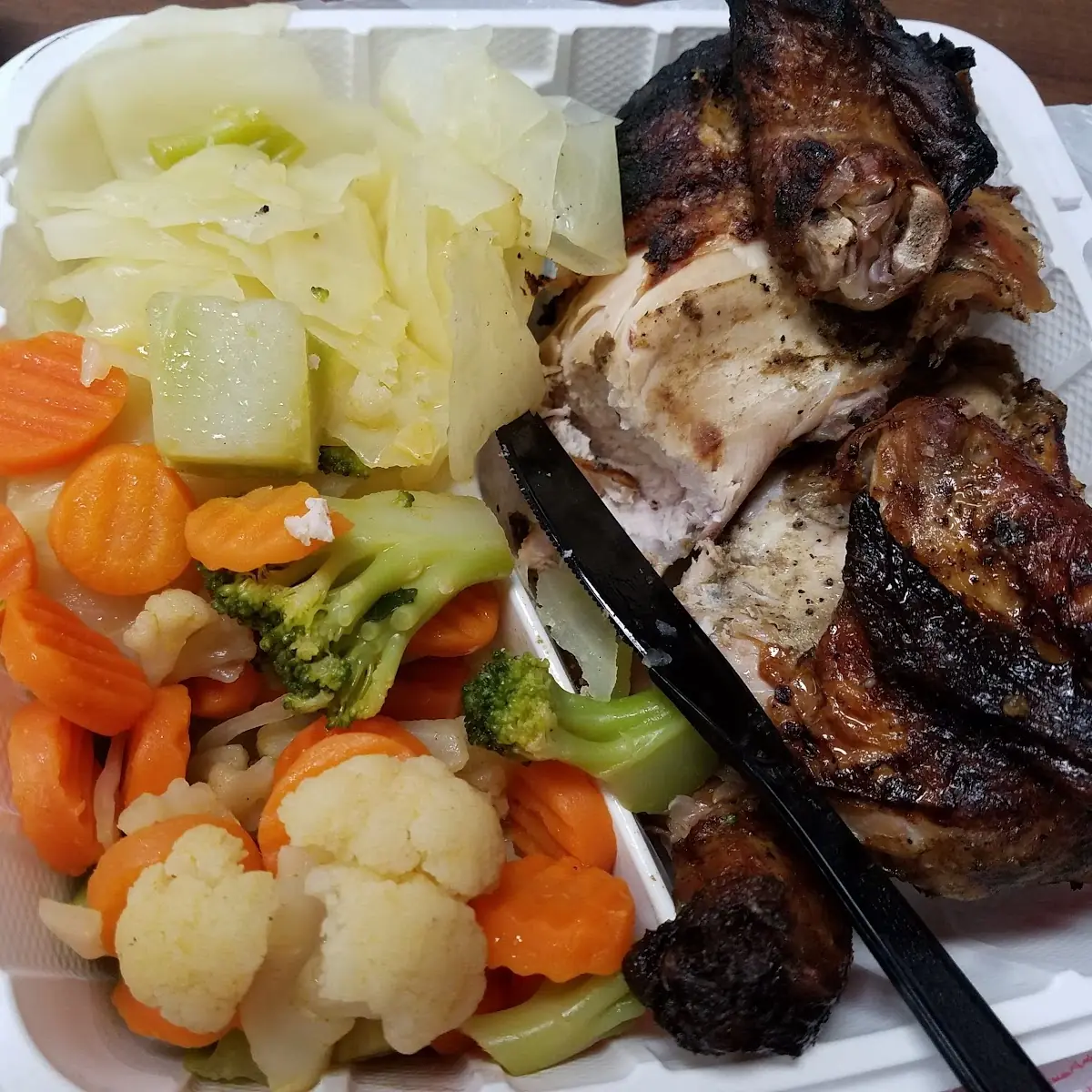 Half Chicken with Cabbage and Mixed Vegetables