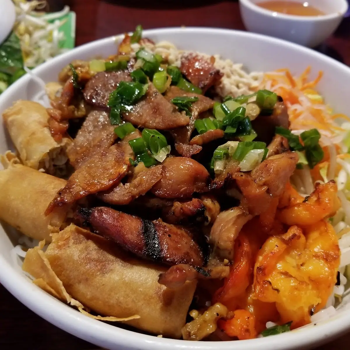 22 B Grilled Pork and Fried Egg Rolls