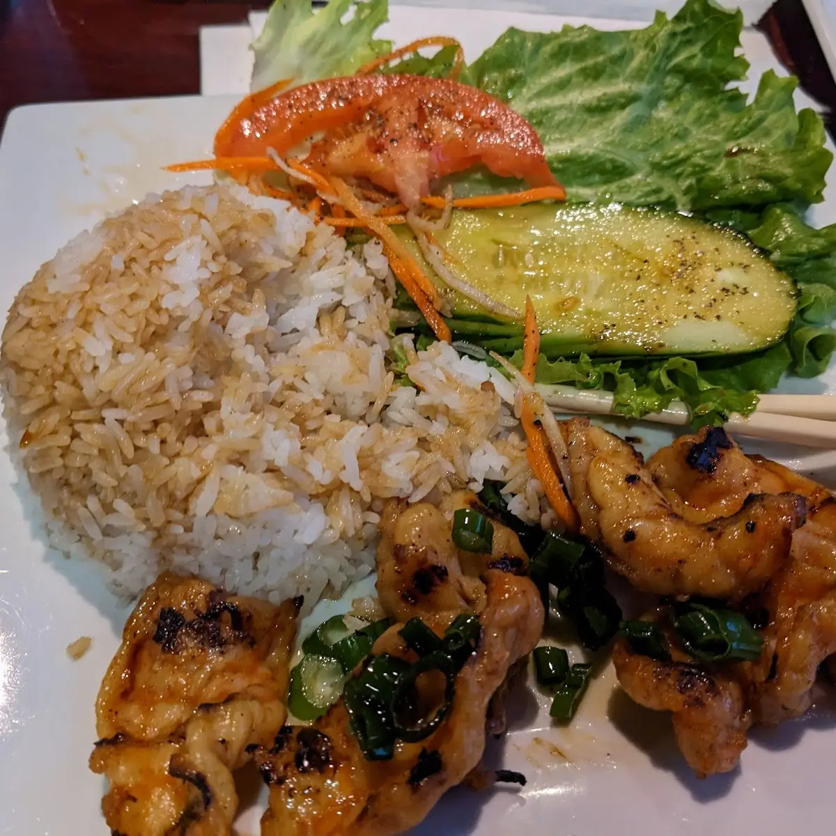 Grilled Shrimp Rice Plate