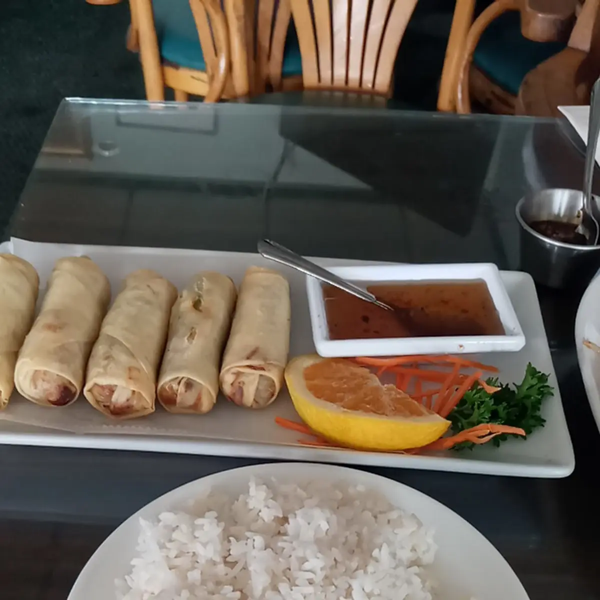 Egg Roll and White Rice