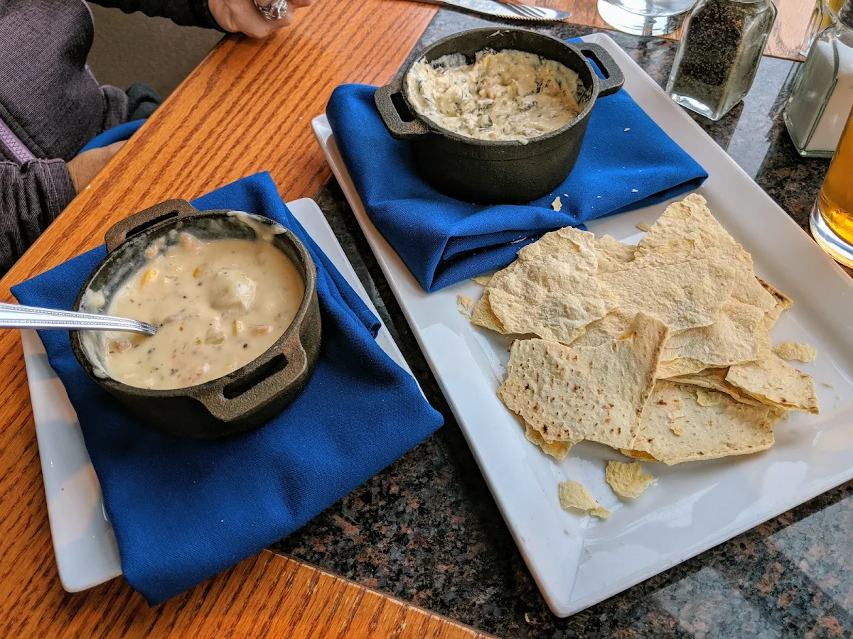 Smoked Trout Chowder and Artichoke and Spinach Dip
