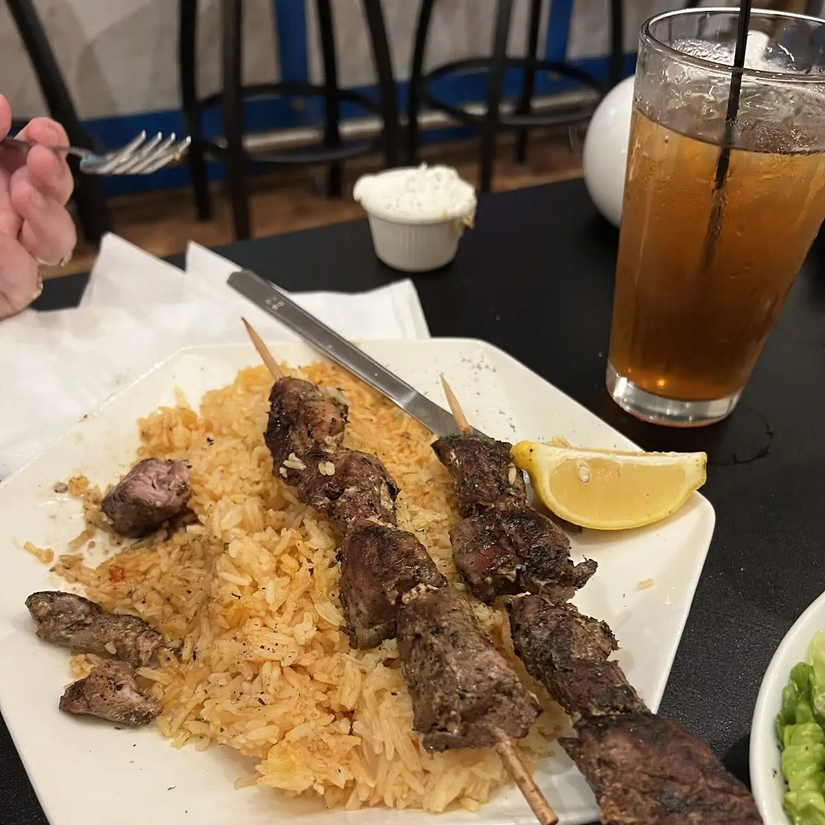 Lamb Skewers x2 over Rice