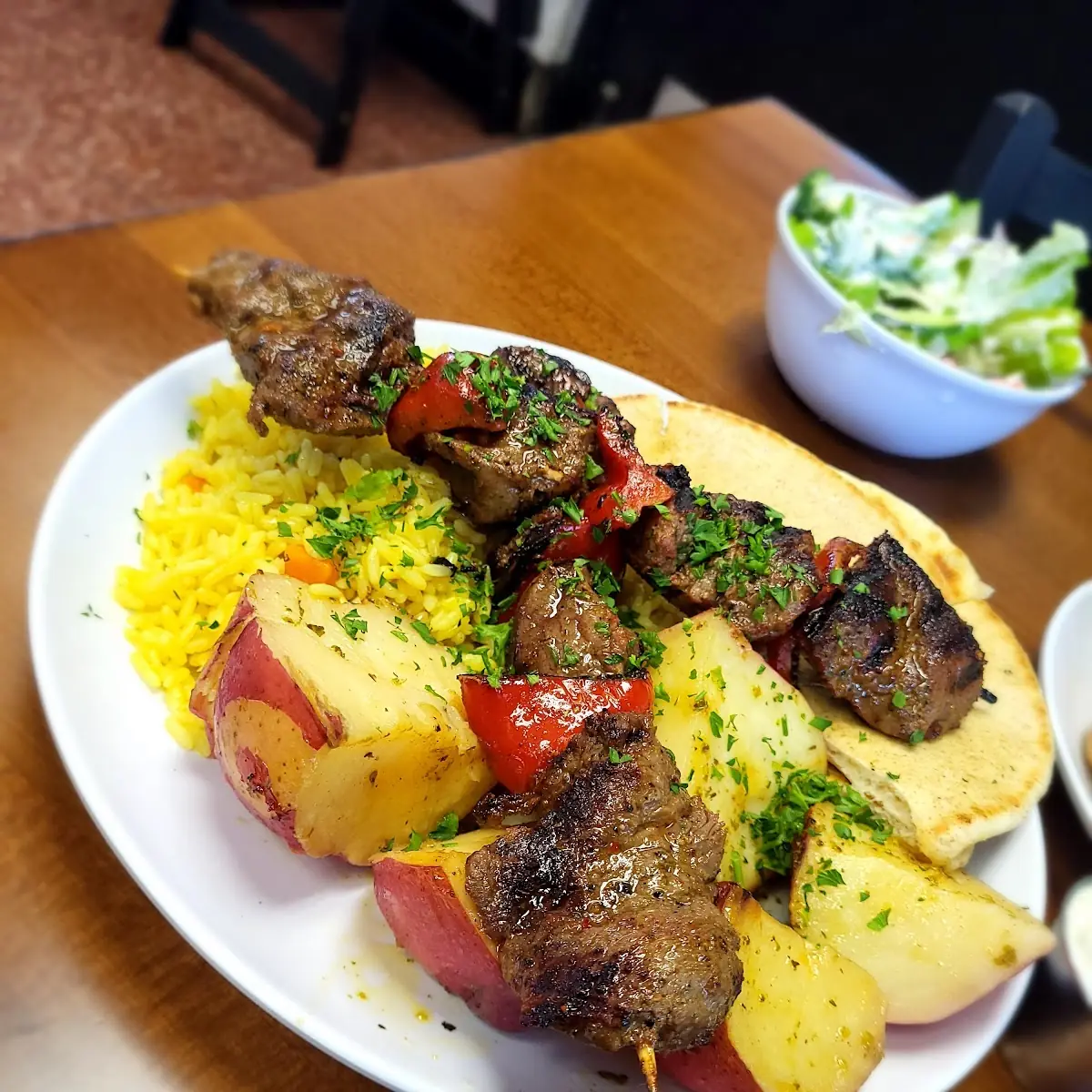Lamb Souvlaki Platter