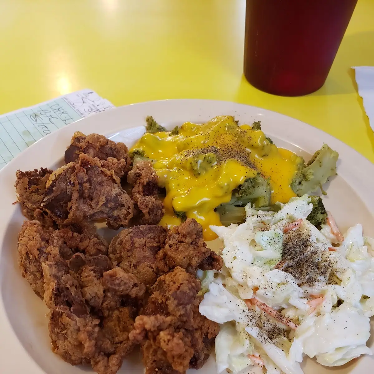 Chicken Livers with Coleslaw & Broccoli & Cheese