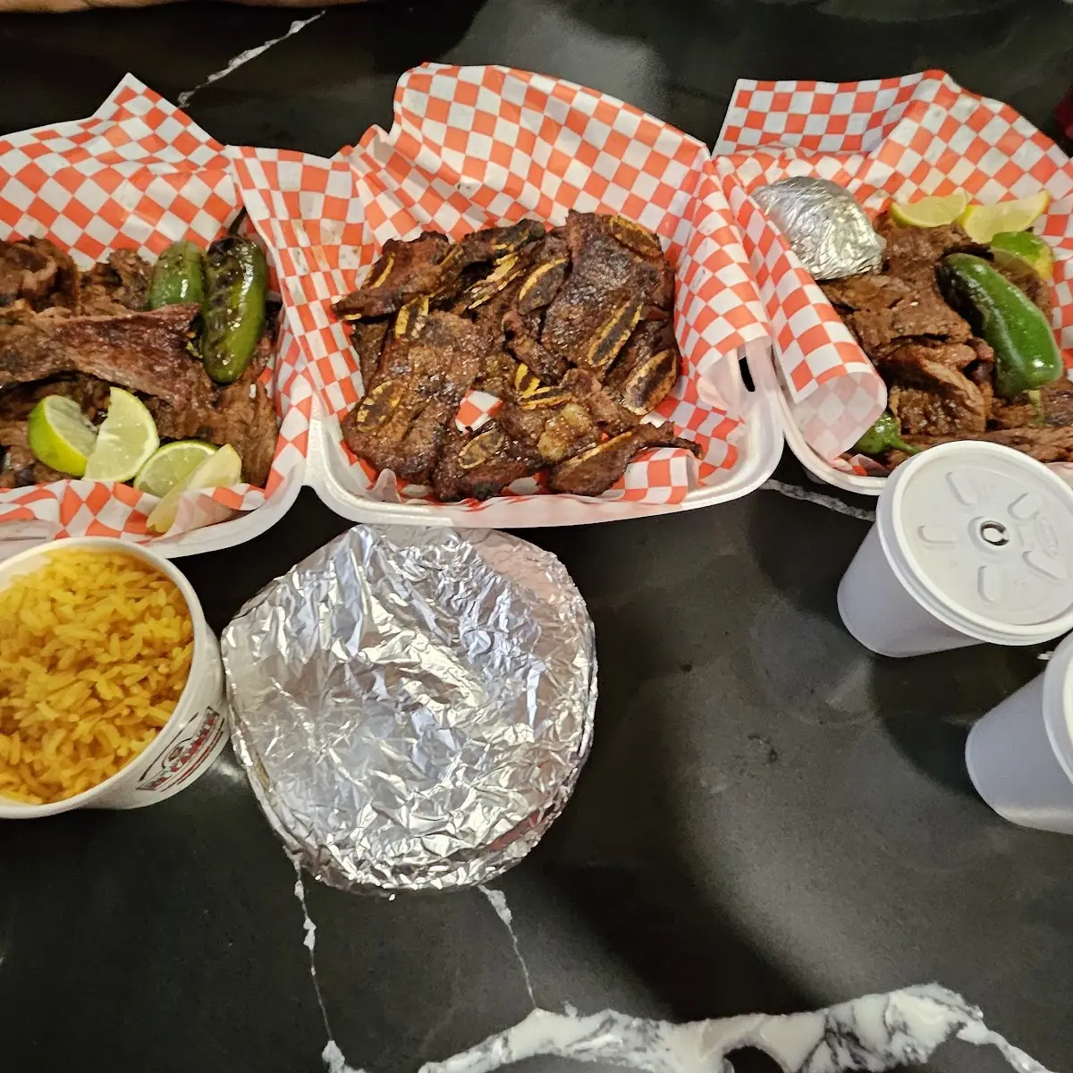 2 lbs Carne Asada and 1 lb Tablitas