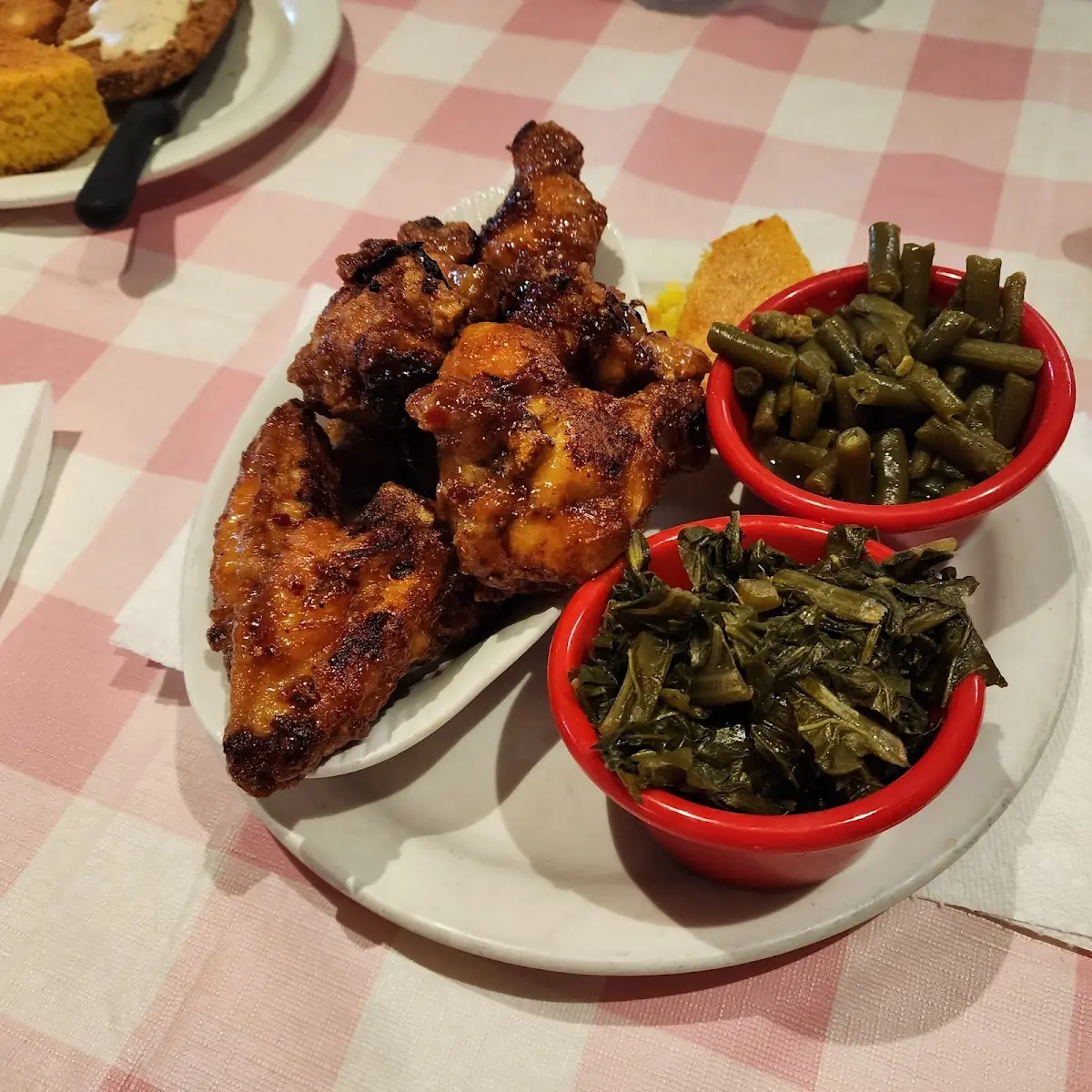 Chicken Wings Turnip Hreens Green Beans