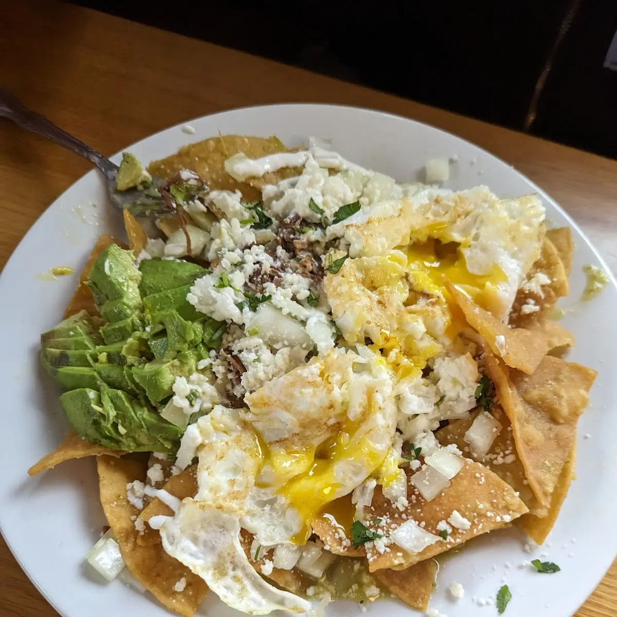 Salsa Verde Chilaquiles and Braised Beef