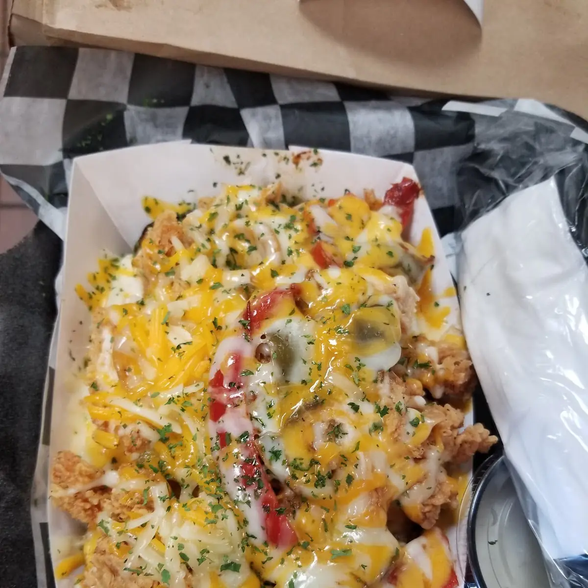 Loaded Baked Potato with Fried Shrimp
