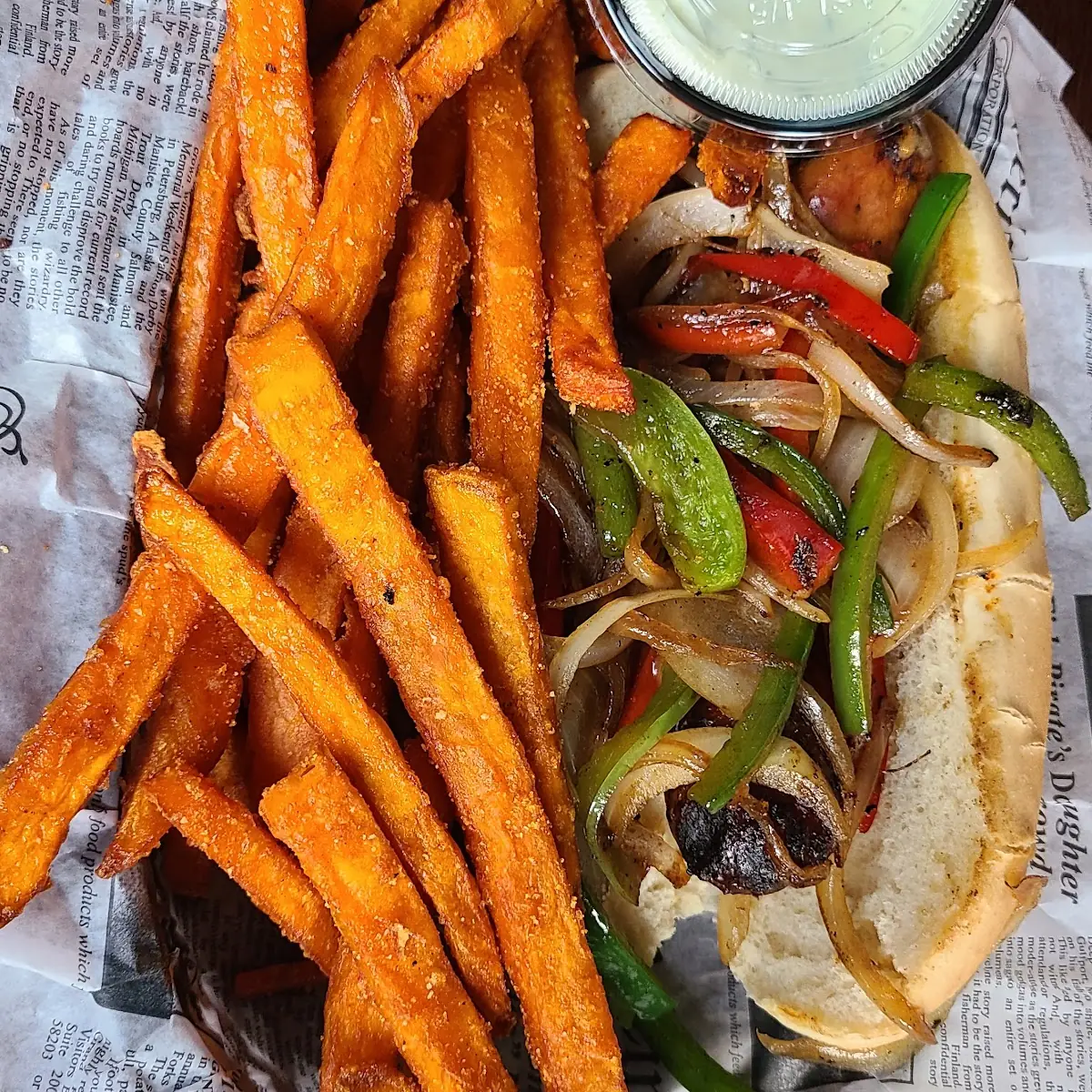 Kielbasa Dog with Sweet Potato Fries