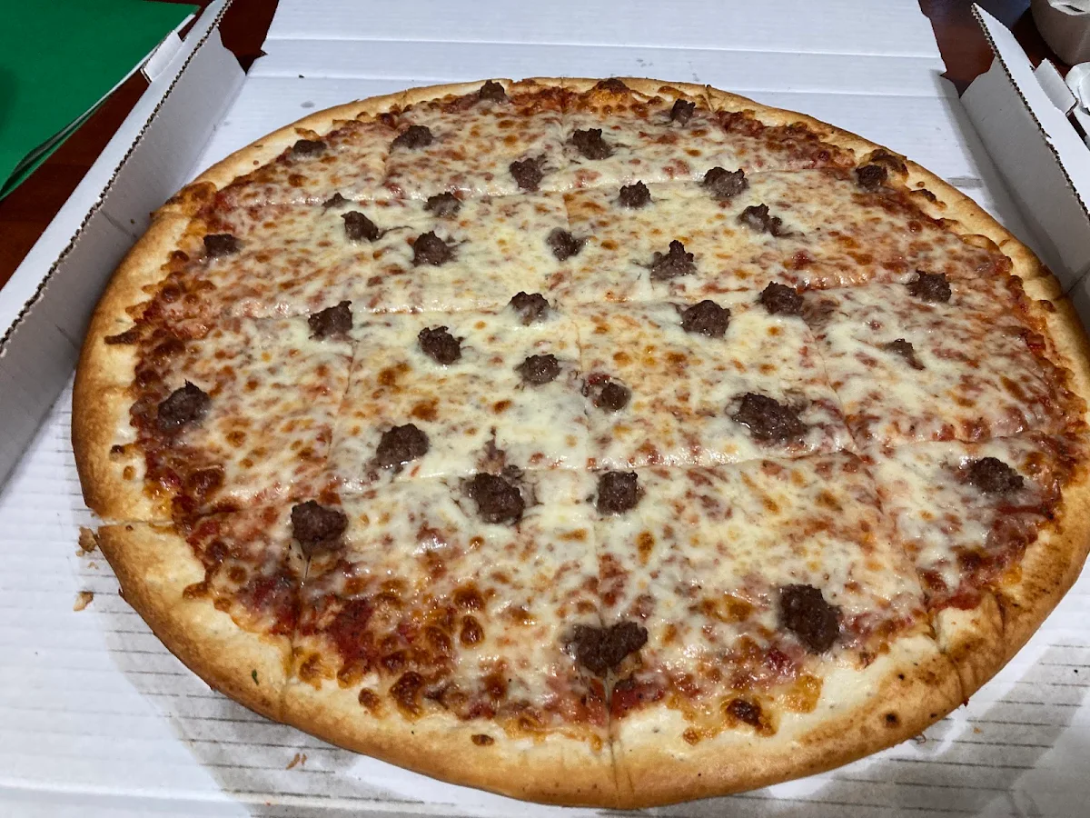 Thin Crust Cheese and Sausage Pizza