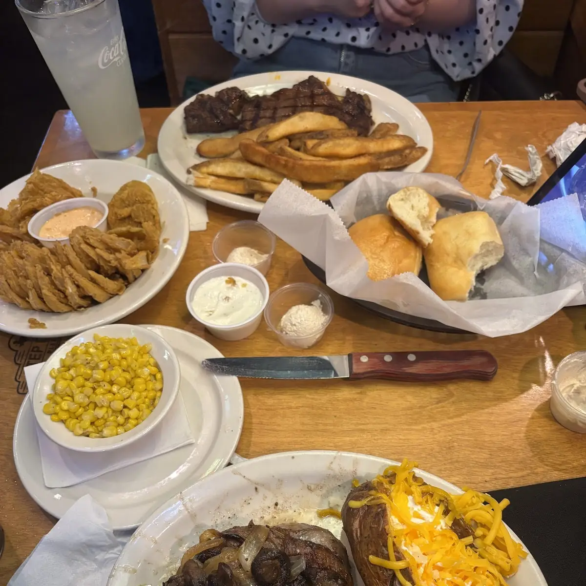 Buttered Corn House Salad Steak Fries