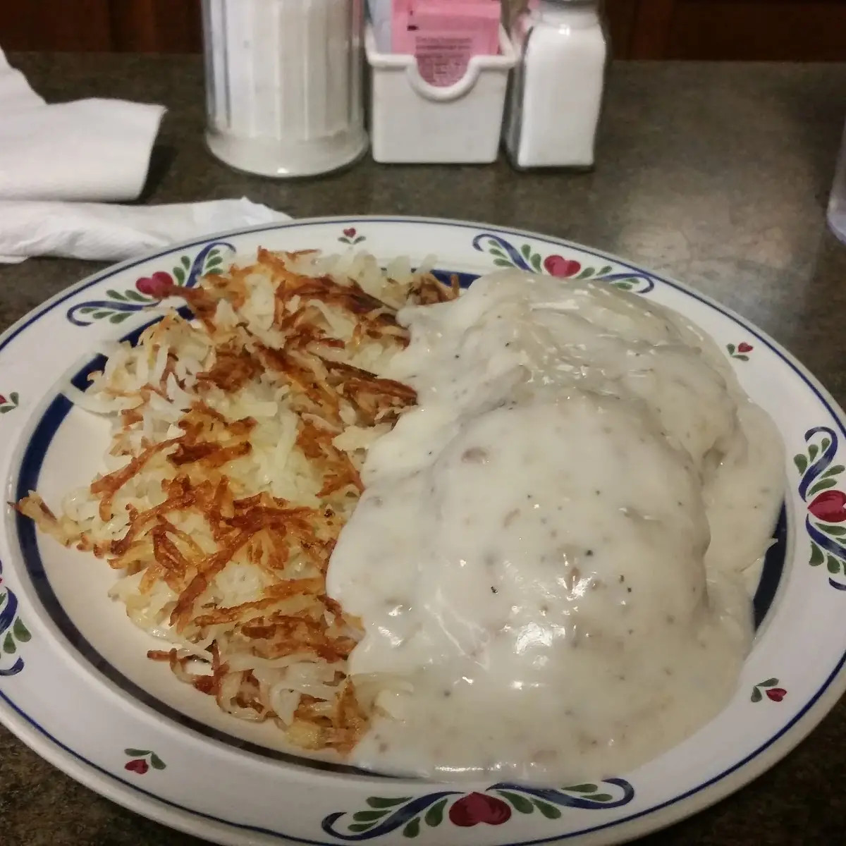 Biscuits and Gravy with Hash Browns