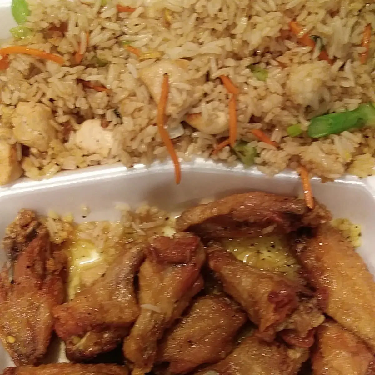 Lemon Pepper Wings with Vegetable Fried Rice