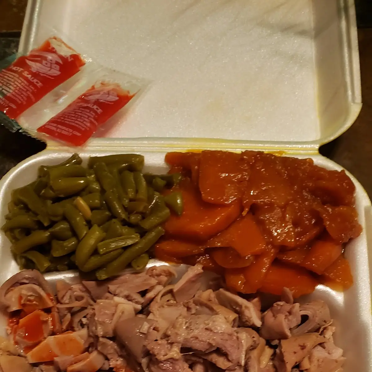 Hog Maws Sweet Potatoes and Green Beans