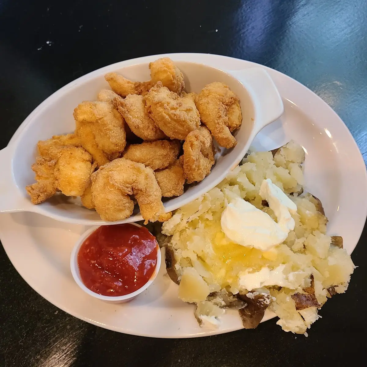 Fried Shrimp with Baked Potato