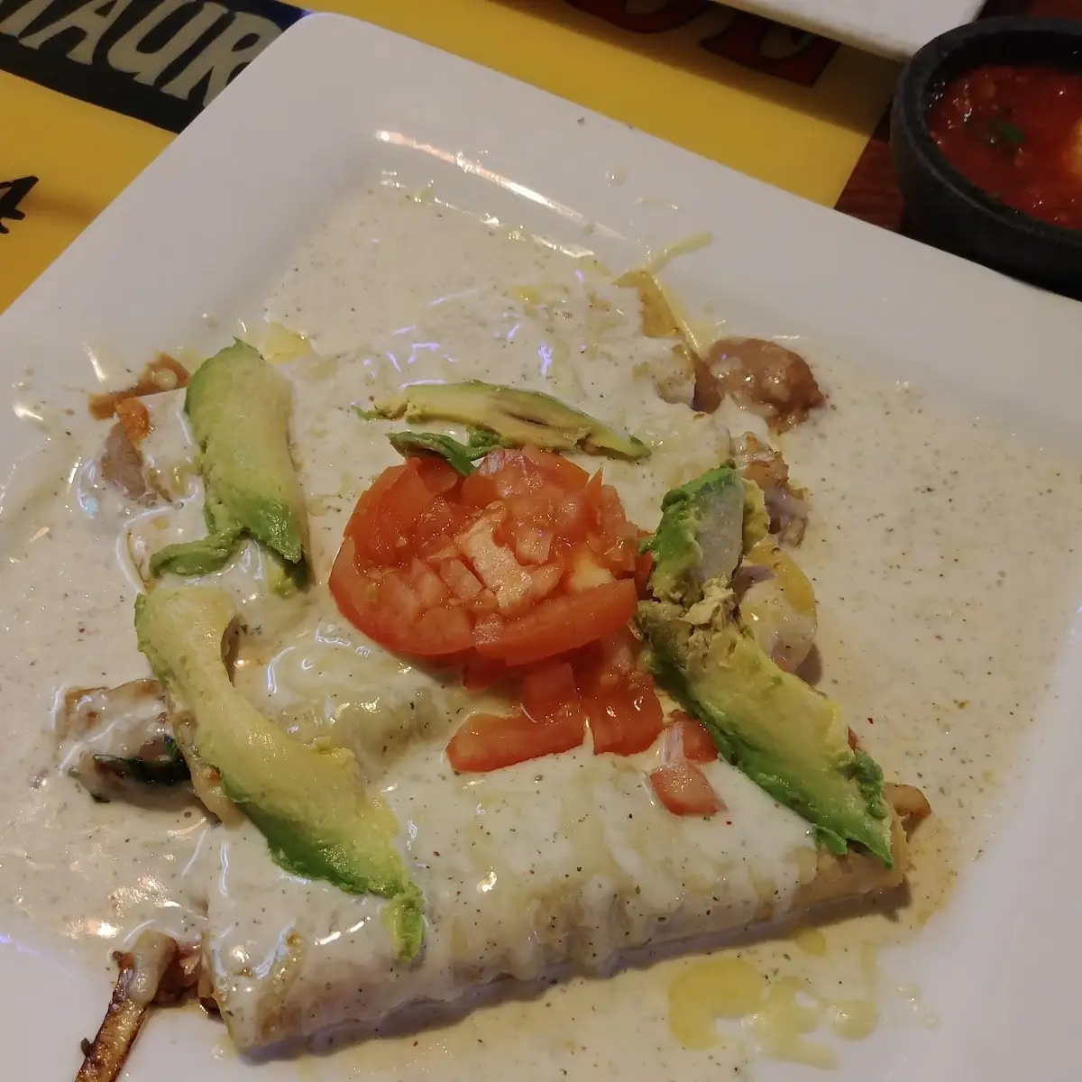 E. One Enchilada, Rice, and Beans