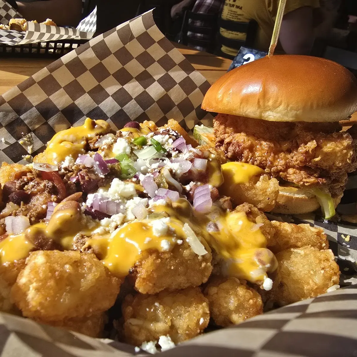 Bird with Chili Cheese Tots