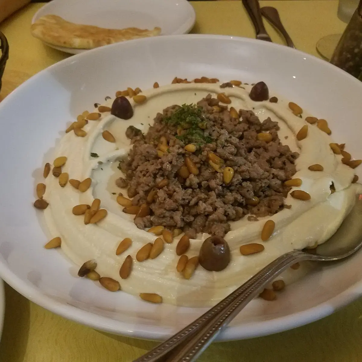 Hummus with Lamb & Pine Nuts