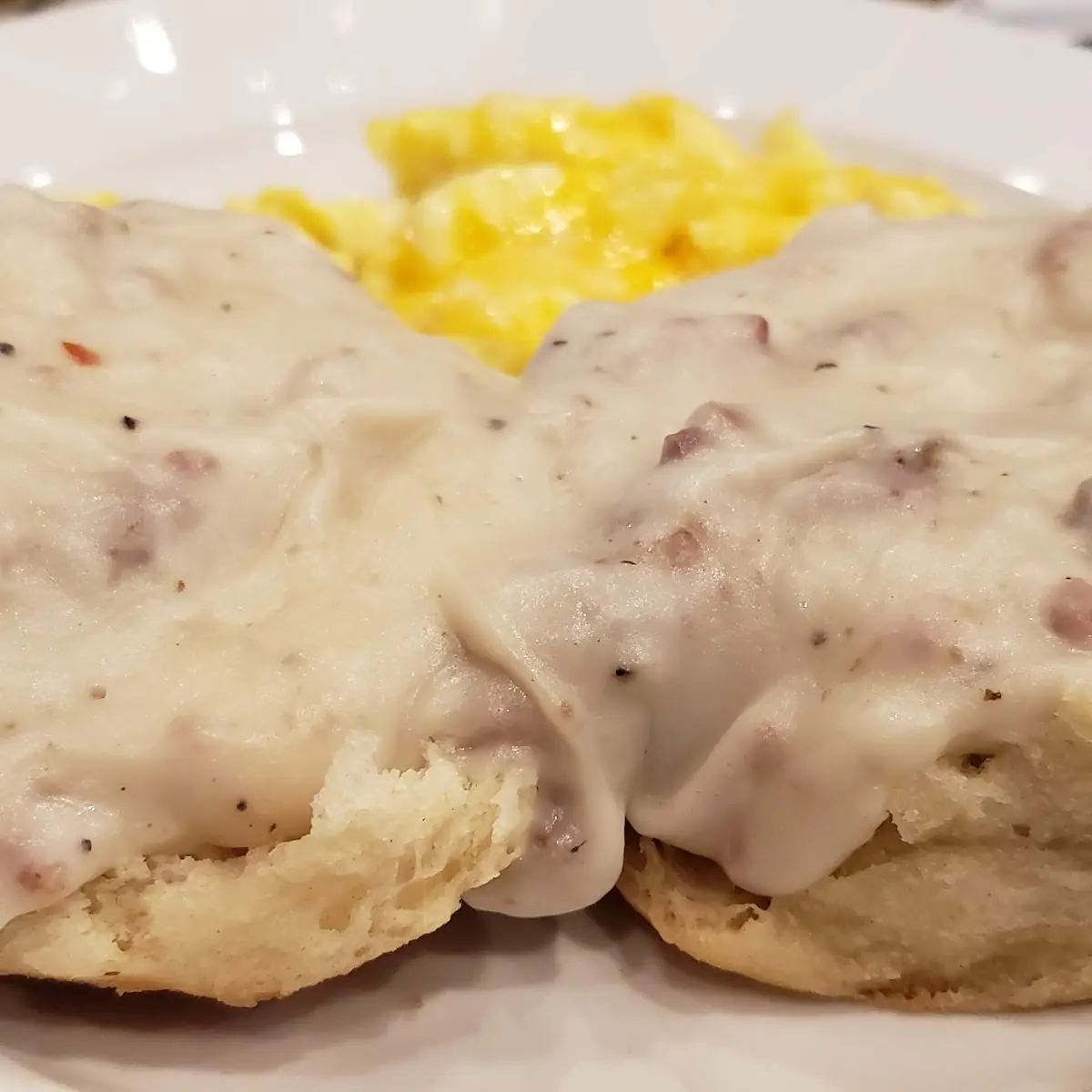 Sausage Biscuits & Gravy & Scrambled Eggs with Cheese
